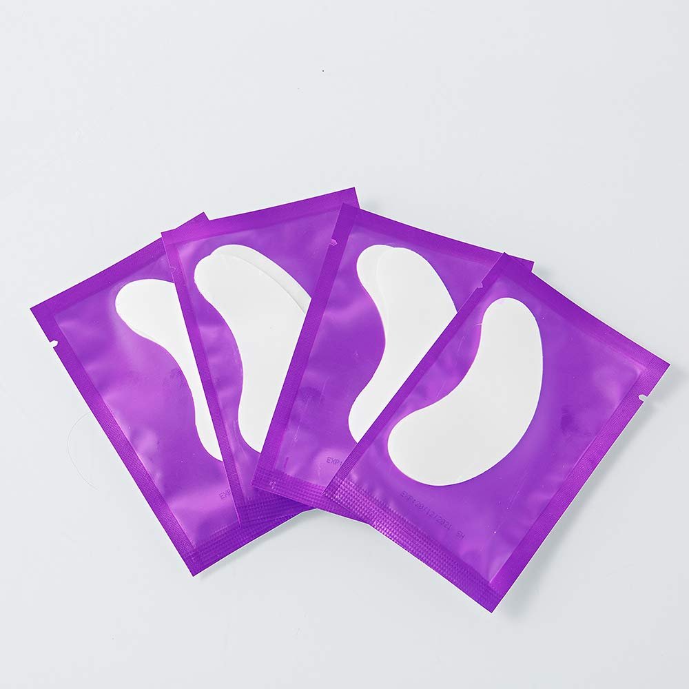 100 Pairs Under Eye Patch Gel Pad for Eyelash Extensions Application Mask Lint Free Hydrogel Eyelash Patch (Purple)