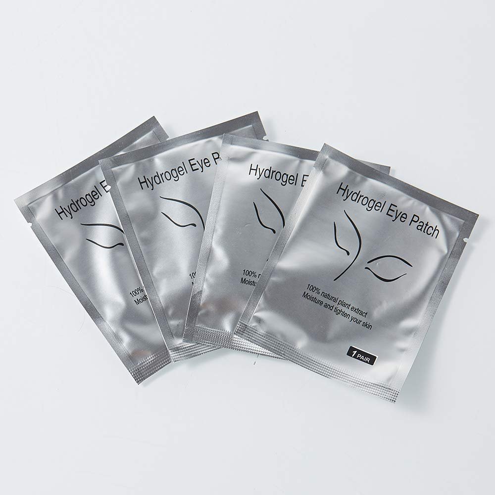 100 Pairs Under Eye Patch Gel Pad for Eyelash Extensions Application Mask Lint Free Hydrogel Eyelash Patch (Silver)