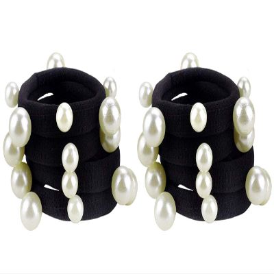 10PCS Imitation Pearl Elastic Hair Bands Stretch Hair Ties Ponytail Holder Seamless Towel Ring Hair Rope Hair Accessories for Women Lady (White)