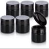 Black PET Plastic (BPA Free) Refillable Low Profile Jar with Black Flip Top Cap - 8 oz (6 Pack) view 1
