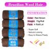 100% Brazilian Wool Hair Acrylic Yarn for African Braids/Senegalese Twist/Faux Locs/Wraps and Crochet Hook(4 Roll, Red Brown) view 2