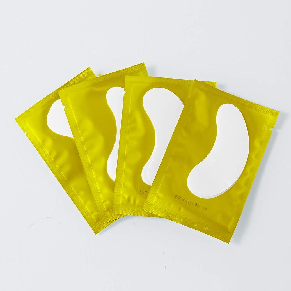 100 Pairs Under Eye Patch Gel Pad for Eyelash Extensions Application Mask Lint Free Hydrogel Eyelash Patch (Golden)
