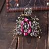 Fodattm Women Lady Retro Rose Flower Imitation Turquoise Hair Claw Clip Vintage Alloy Rhinestone Non-Slip Hair Jaw Clips Hairpin Hair Clamp (Purple) view 3