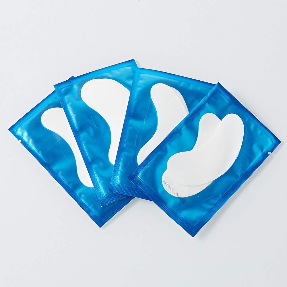 100 Pairs Under Eye Patch Gel Pad for Eyelash Extensions Application Mask Lint Free Hydrogel Eyelash Patch (Blue)