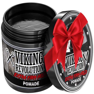 Viking Revolution Extreme Hold Pomade for Men  Style & Finish Your Hair - Extra Firm,Strong Hold & High Shine for Mens Styling Support - Water Based Male Grooming Product is Easy to Wash Out, 4oz