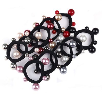 10PCS Imitation Pearl Elastic Hair Bands Stretch Hair Ties Ponytail Holder Seamless Towel Ring Hair Rope Hair Accessories for Women Lady (Multi-colored)