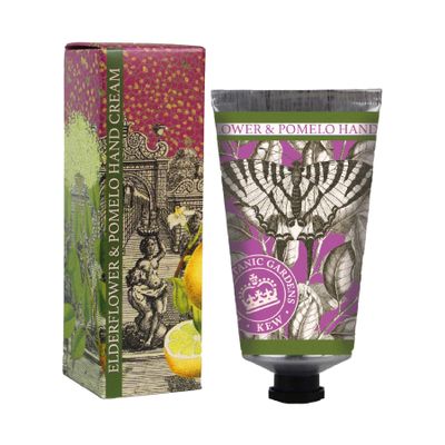 The English Soap Company Royal Botanical Gardens Kew Hand Cream, Luxury Elderflower Hand Cream, Moisturising Hand Cream for Men and Women, Elderflower and Pomelo 75ml