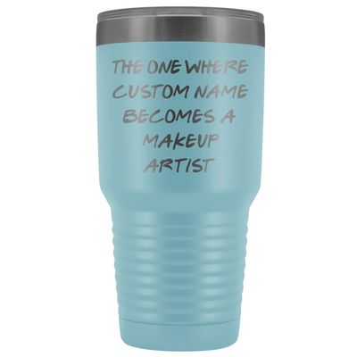 freedomlook Personalized Makeup Artist Tumbler, Makeup Artist Work Present, Makeup Artist Career Job, Appreciation For Men & Women (30 oz, Light Blue)