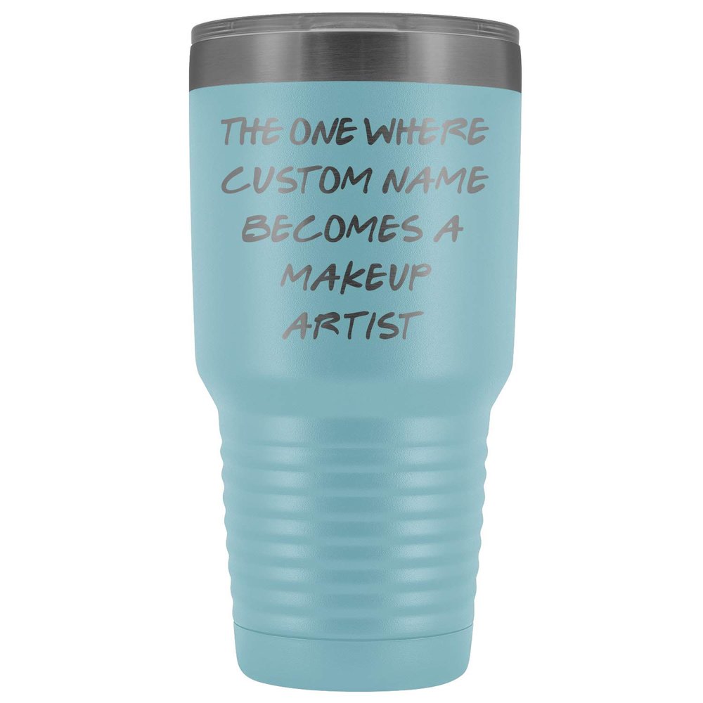 freedomlook Personalized Makeup Artist Tumbler, Makeup Artist Work Present, Makeup Artist Career Job, Appreciation For Men & Women (30 oz, Light Blue)