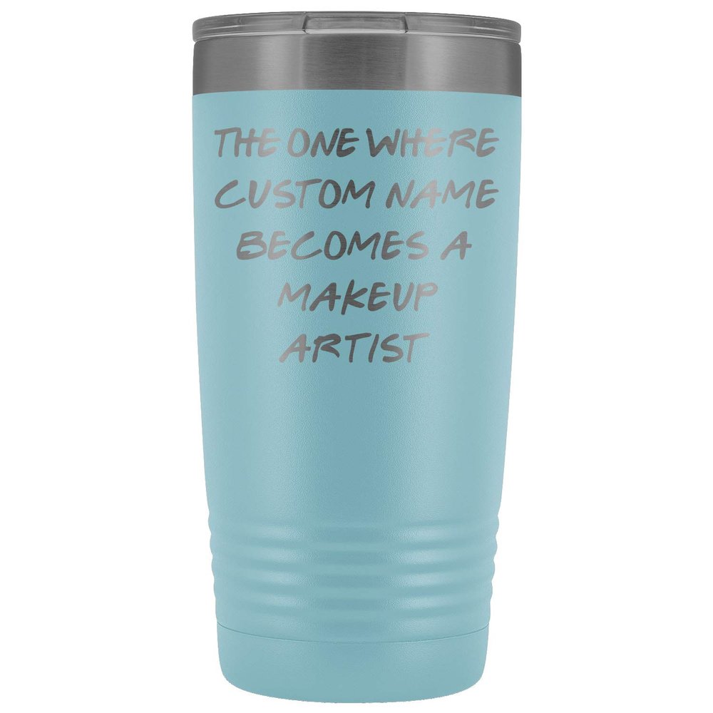 freedomlook Personalized Makeup Artist Tumbler, Makeup Artist Work Present, Makeup Artist Career Job, Appreciation For Men & Women (20 oz, Light Blue)