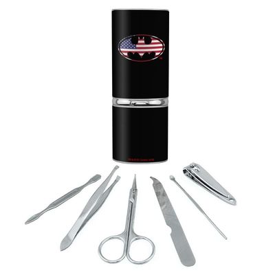 Batman USA American Flag Shield Logo Stainless Steel Manicure Pedicure Grooming Beauty Care Travel Kit