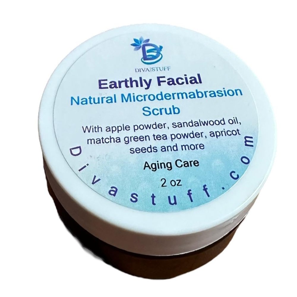 Earthly Facial, Gentle All Natural Microdermabrasion Facial Scrub, For Smooth , Soft and Supple Skin, By Diva Stuff