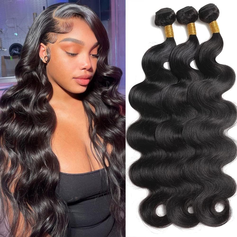 Selina Hair Body Wave 3 Bundles Human Hair 10 10 10 Inch 300g Full Head Set Remy Unprocessed Virgin Hair Natural Black Color