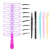 12 PCS Eyebrow Stencils - Eyebrows Shape Reusable with Eyebrow Razors and Pencil, Eye Brow Shaping Template Stamp Kit with Handle and Strap Washable DIY Makeup Tools view 1