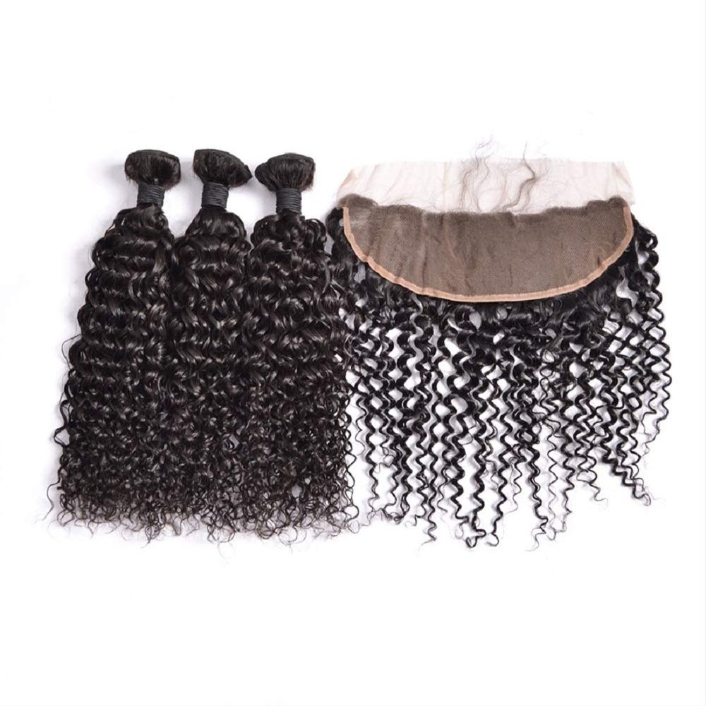 100% Virgin Indian Remy Brazilian Water Wave Hair Grade 10A 10-30 Inch Virgin Indian Remy Hair #1B Natural Black (26",26" & 26" + Closure)