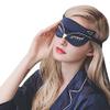 Aisa Women Fox Print Silky Sleeping Mask Elastic Strap Invertible Travel Eye Blindfold (A-Navy Blue) view 3