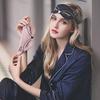 Aisa Women Fox Print Silky Sleeping Mask Elastic Strap Invertible Travel Eye Blindfold (A-Navy Blue) view 4