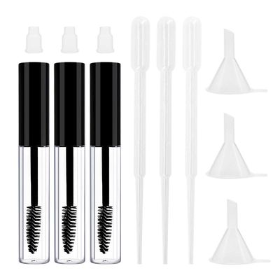 Angzhili 3 Pack 8 mL Empty Mascara Tubes With Eyelash Wand, Rubber Inserts and Funnels for Castor Oil, Ideal Kit for DIY Cosmetics,Use for Homemade Mascara