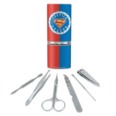 Justice League Superman Athletic Logo Stainless Steel Manicure Pedicure Grooming Beauty Care Travel Kit