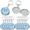 12 PCS Baby Shower Mini Compact Mirror Keychain Favor Blue Footprint Design for Boy Gift Idea view 1