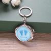 12 PCS Baby Shower Mini Compact Mirror Keychain Favor Blue Footprint Design for Boy Gift Idea view 3