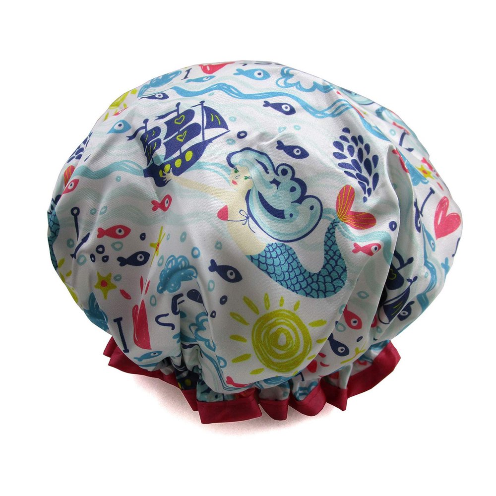1 Pcs Waterproof Shower Cap for Women,Reusable Elastic Bath Cap for Girls Spa Home Use,Hotel and Hair Salon