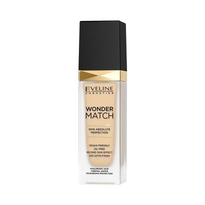 Eveline Cosmetics Wonder Match Foundation - Adaptive, Hydrating, Satin Finish, Long-Lasting Coverage - Vegan, Suitable for All Skin Types