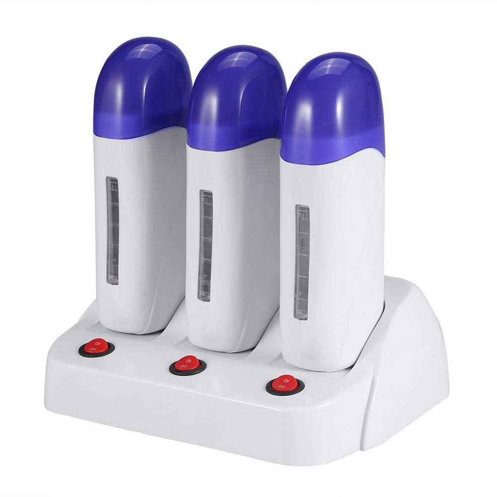 3 Station Roller Wax Warmer,Wax Warmer For Rolling,Waxing Roller, Cartridge Wax Depilatory Roller Warmer Heater Waxing Body Hair Removal Machine(#6)