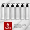 Impresa Plastic Pump Dispenser Bottle - Versatile Lotion Bottle with Pump for Massage Oil - Dishwasher-Safe Refillable Lotion Dispenser - Opaque, 8 Fl Oz, 6-Pack view 4