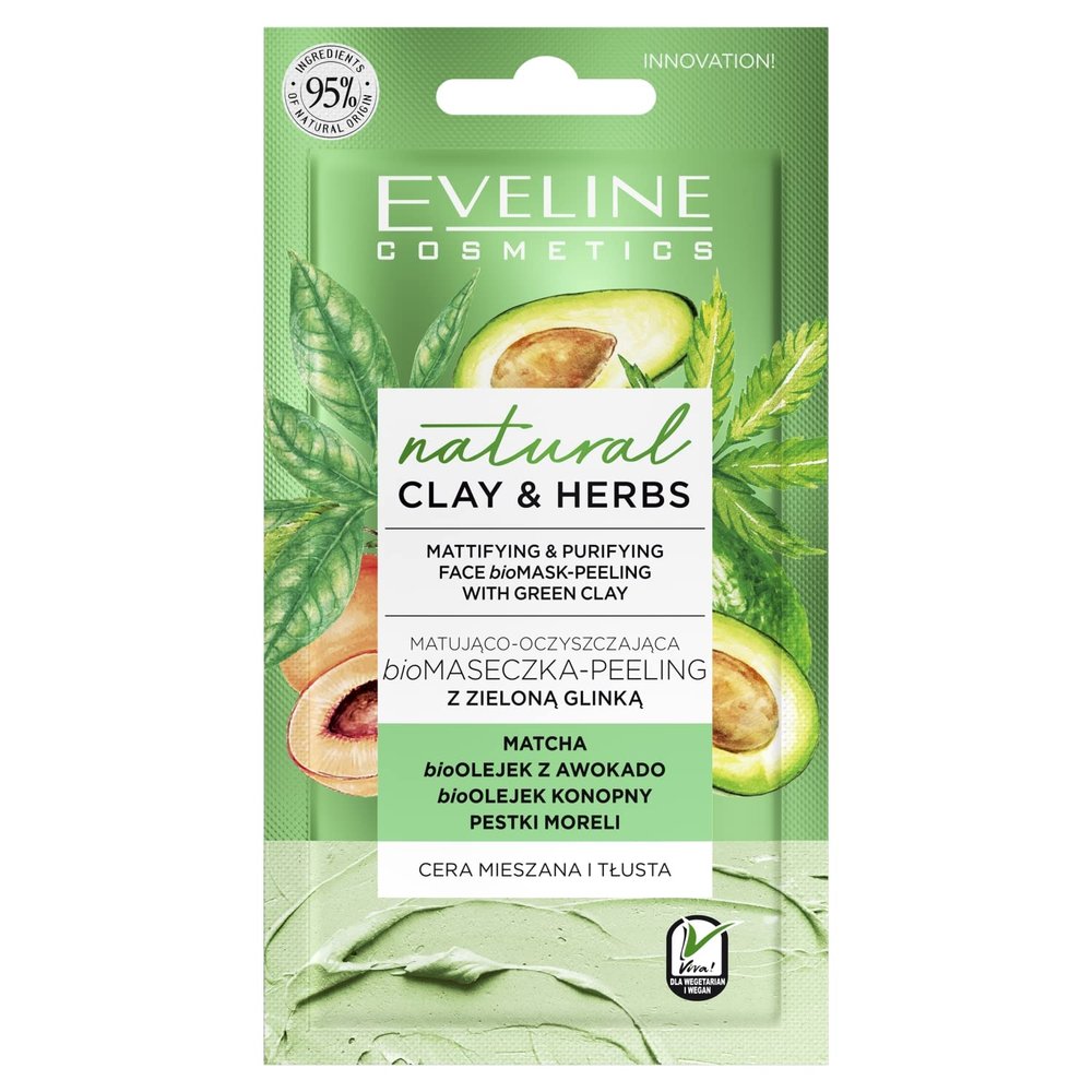 Eveline Cosmetics Natural Clay And Herbs Mattifying And Purifying Face Biomask Peeling 8ml