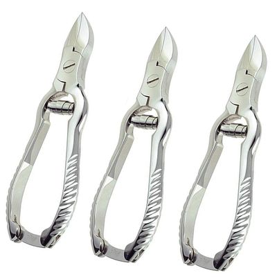 AAProTools 3 Pieces Toe Nail Nipper Clipper Cutter Stainless Steel Barrel Spring 5.5"