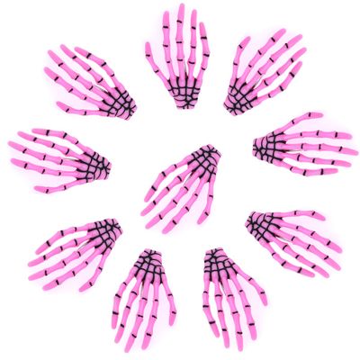 10Pcs Cute Skeleton Hands Hair Clips 3" Halloween Party Hair dress Accessories, Pink