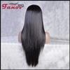 Fanov Wig Black Color Straight Hair with Fashion Synthetic Hair T-part Lace Frontal wig For Women Half Hand Tied Heat Resistant (24inch black) view 2