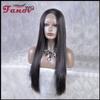 Fanov Wig Black Color Straight Hair with Fashion Synthetic Hair T-part Lace Frontal wig For Women Half Hand Tied Heat Resistant (24inch black) view 4
