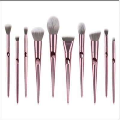 10 piece High-Quality Cruelty Free Pink Comfortable Handle Synthetic Hair Makeup Brush Set