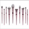 10 piece High-Quality Cruelty Free Pink Comfortable Handle Synthetic Hair Makeup Brush Set view 1