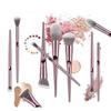 10 piece High-Quality Cruelty Free Pink Comfortable Handle Synthetic Hair Makeup Brush Set view 4