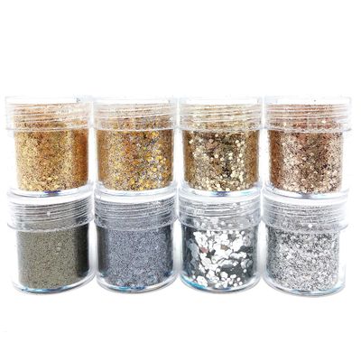 allydrew Chunky Glitter for Hair Face Makeup Nail Art Decoration (8 Colors), Gold & Silver
