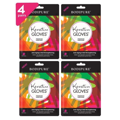 Bodipure Premium Hand Mask Keratin Gloves | Moisturizing Gloves for Dry Hands & Nail-Strengthening & Cuticle Softening | Spa Experience at Home | Chemical Free & for All Skin Types | 4 Pairs