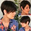 QUEENTAS Short Brown Pixie Cut Wig with Bangs Layered Straight Synthetic Short Hair Wigs for White and Black Women Daily Use(Black Cherry) view 2