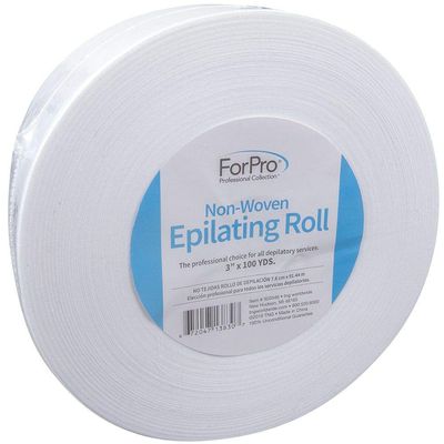 ForPro Non-Woven Epilating Roll for Body and Facial Hair Removal, Tear-Resistant, Lint-Free, 3 x 100 Yards, White