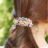 2 Pcs Retro Rhinestone Alloy Double Spring Hair Clip Fashion Foliage Hairpins Barrettes Ponytail Holder Woman Hair Accessor Hair Claw Clip view 3