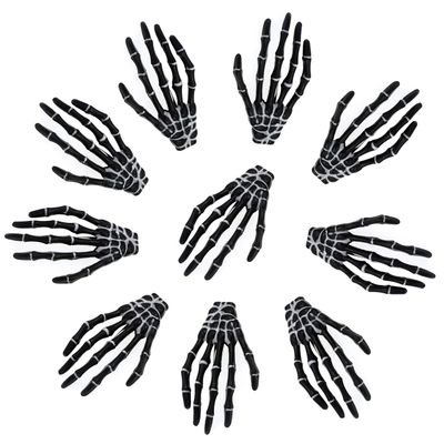 10Pcs Punk Style 3 inch Skeleton Hands Hair Clips Halloween Party Hair Ware Decor, Black