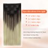 Sunny Hair Clip in Hair Extensions Straight Human Hair Clip Extensions Remy Clip in Hair Extensions Real Human Hair Extensions Clip ins Dark Brown Ombre Golden Blonde Mix Platinum Blonde 18inch view 2