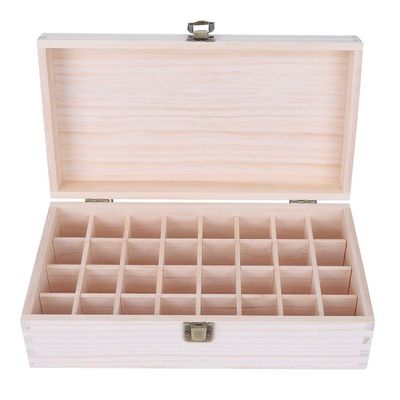 32-compartment wooden essential oil storage container, custom display box, environmentally friendly and safe packaging, suitable for SPA salons and personal use, 28.2 x 168.2 cm.