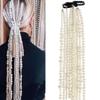 21.6 inch Women Lady White Imitation Pearl Clip Hair Extensions with Clip Comb DIY Accessories Hairpin Headdress Tassel Hair Barrettes Decorative Bridal (White-A#) view 3