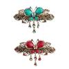 2 Pcs Retro Hollow Butterfly Spring Clip Hair Clip Elegant Classical Rhinestone Hairpins Woman Getting Married Bride Hair Accessory view 1