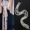 21.6 inch Women Lady White Imitation Pearl Clip Hair Extensions with Clip Comb DIY Accessories Hairpin Headdress Tassel Hair Barrettes Decorative Bridal (White-C#) view 1
