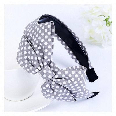 Giwotu Cute Vintage White Polka Dot Hair Band Hair Fabric Bowknot Headband Turban for Women Gary