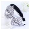 Giwotu Cute Vintage White Polka Dot Hair Band Hair Fabric Bowknot Headband Turban for Women Gary view 1